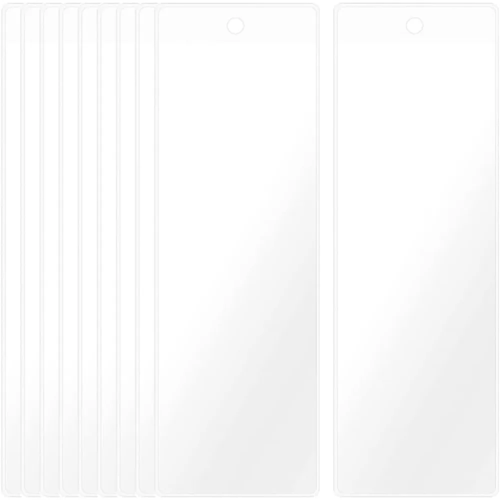 Manchons de marque-pages transparents 6.7x2.3 pouces, 10 pièces, pochettes de marqueurs de livres en vrac, sacs d'étiquettes d'emballage en plastique vierges, kit de fabrication de stand Photo