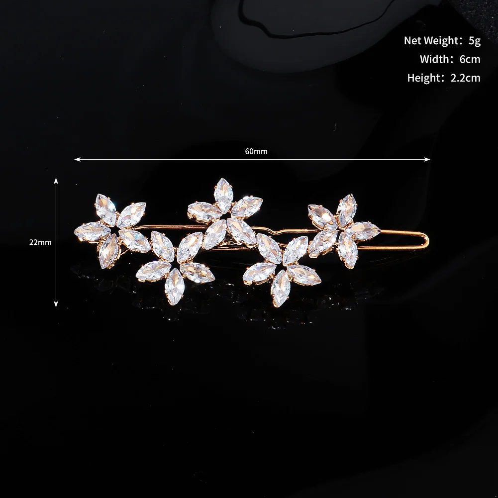 Korean Crystal Flower Hairpin for Women Vintage Female Braid Rhinestones Barrettes Flowers Shape Hair Clip Hair Accessories