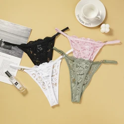 Sexy Lace Thongs Women Underwear Perspective Underpants Low-Rise Hollow G-string T-Back Panties Breathable Lingerie