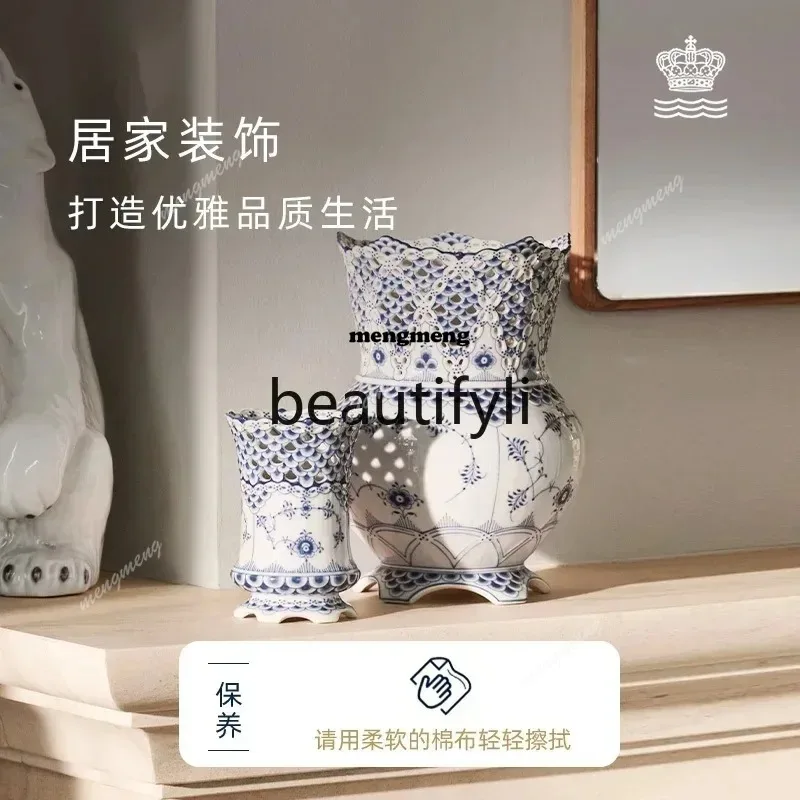 

Full Lace Hand Painted Flower Vase Living Room Home Decoration OrnamentsX