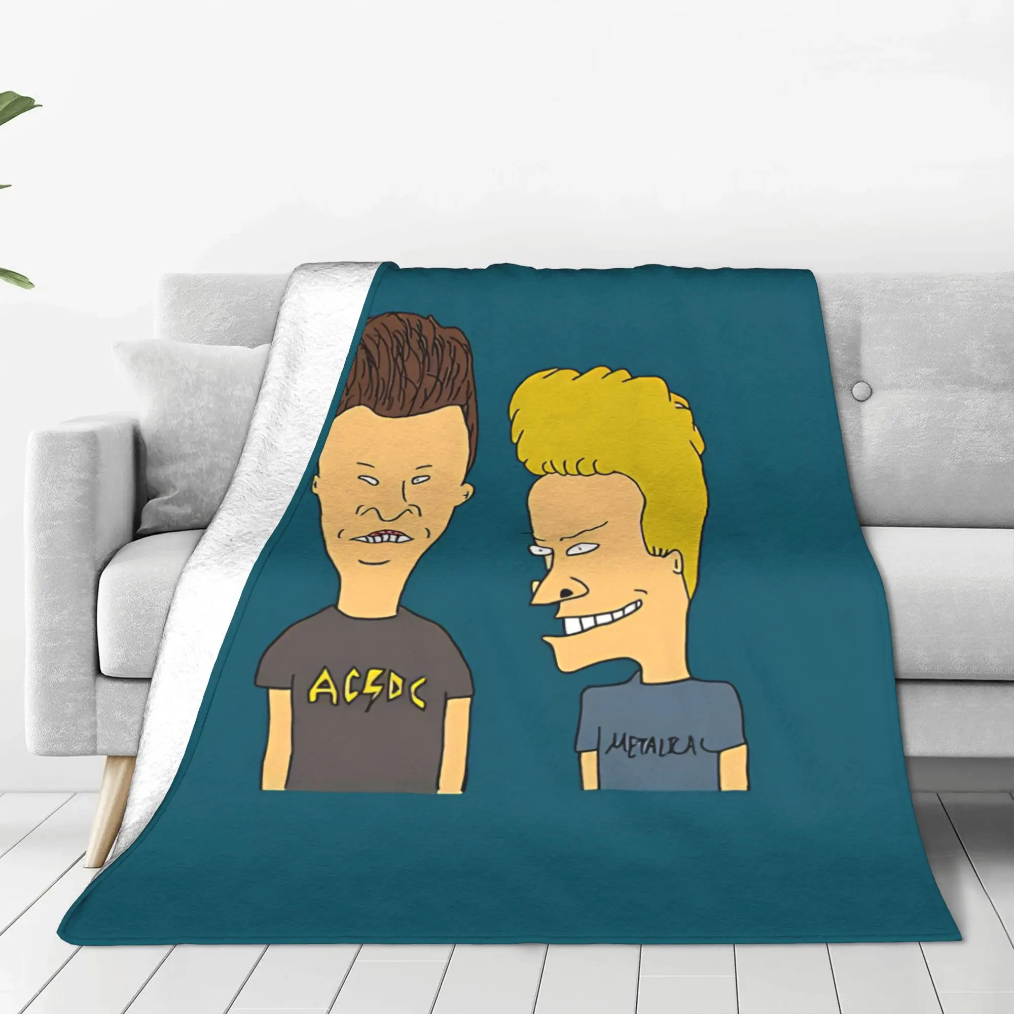 1PC Cartoon Boys Premium Beavis and Butt Head Home Room Decorations Winter Blankets For Adults Bedding Home Interior Sofa Knee