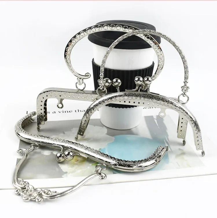 1Pc Deepeel Silver Metal Bag Handles Purse Frame Women Handbag Wallet Kiss Clasp DIY Handmade Sewing Bracket Bags Accessories
