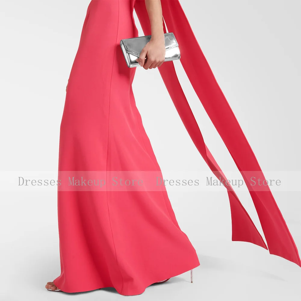 فساتين سهرة نسائية بطيخ رقبة دائرية كيب فساتين زفاف أنيقة 2025 بوق طول الأرض فستان رسمي طويل