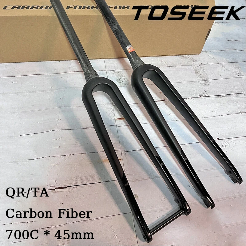 

TOSEEK Full Carbon Gravel Bike Fork QR/TA 700C 27.5 Road Bicycle Fork 12*100mm 9*100mm Road Bike Forks Tapered Tube Bike Part