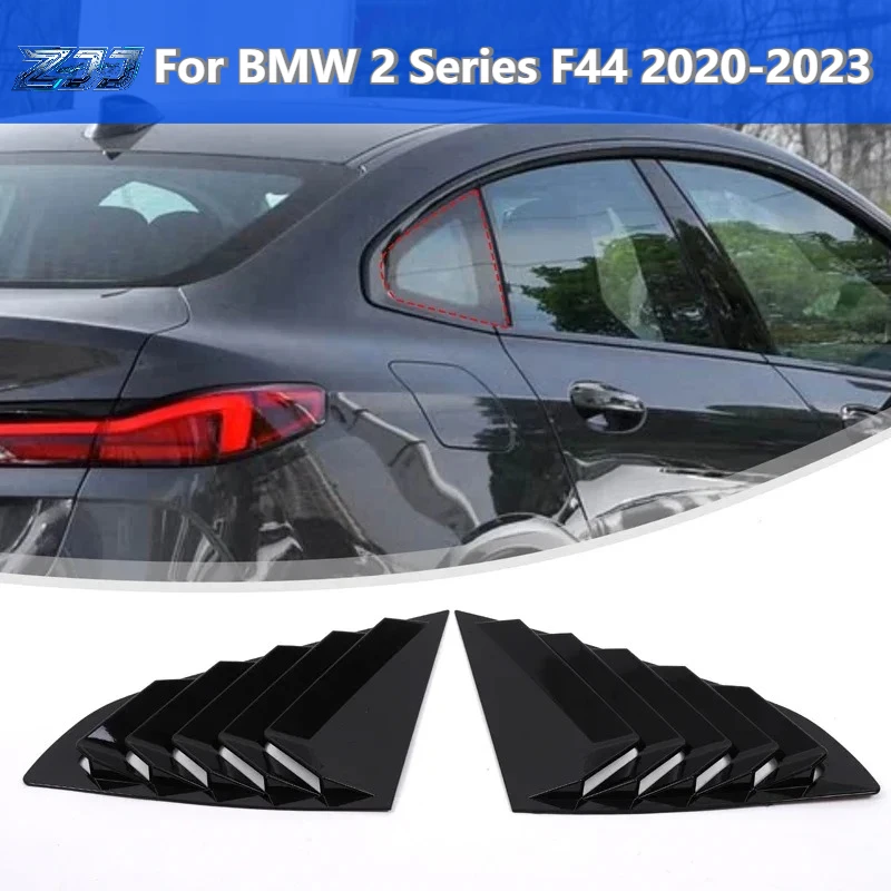 

New ABS Carbon Fiber/Gloss Black Rear Side Window Louver Shutter Trim Cover Windshield Sun Shade For BMW 2 Series F44 2020-2023