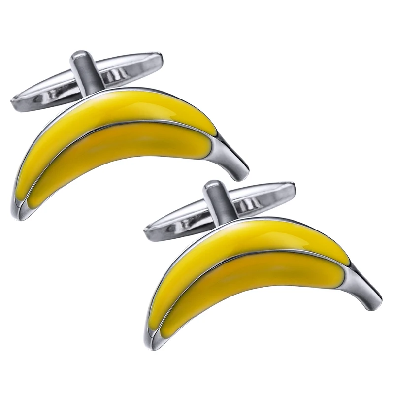 

KFLK brand men's shirt cuff button quality yellow banana plants cufflinks wedding gift button guests