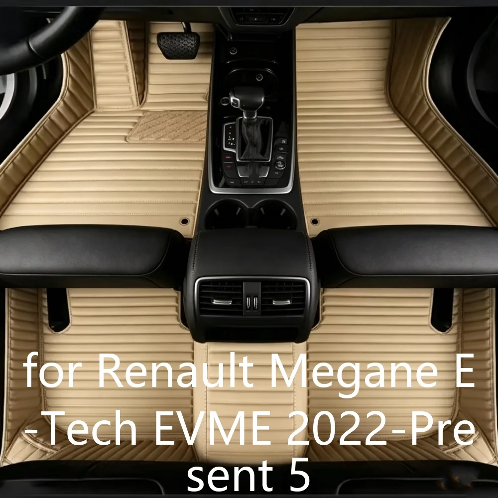 Vollständig umschließende Fußmatten aus PU-Leder für Renault Megane E-Tech EVME 2022–heute, 5-Sitzer, schmutzabweisend, verschleißfest, rutschfest, maßgefertigte Auto-Fußmatten für Elektrofahrzeuge