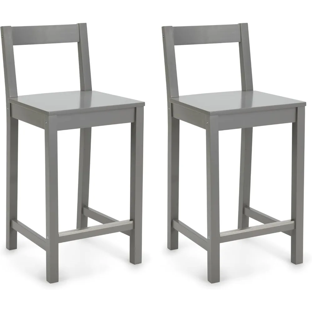 

wooden bar stool with backrest 24", grey, set of 2