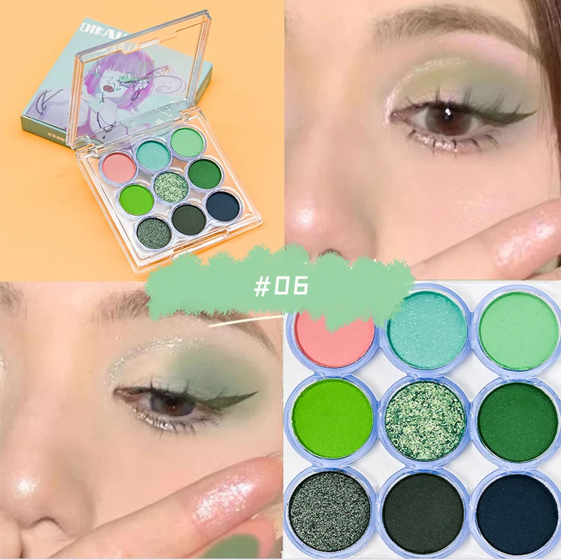 Paleta de sombras de ojos para fiesta, pigmentos de neón, 9 colores, púrpura brillante