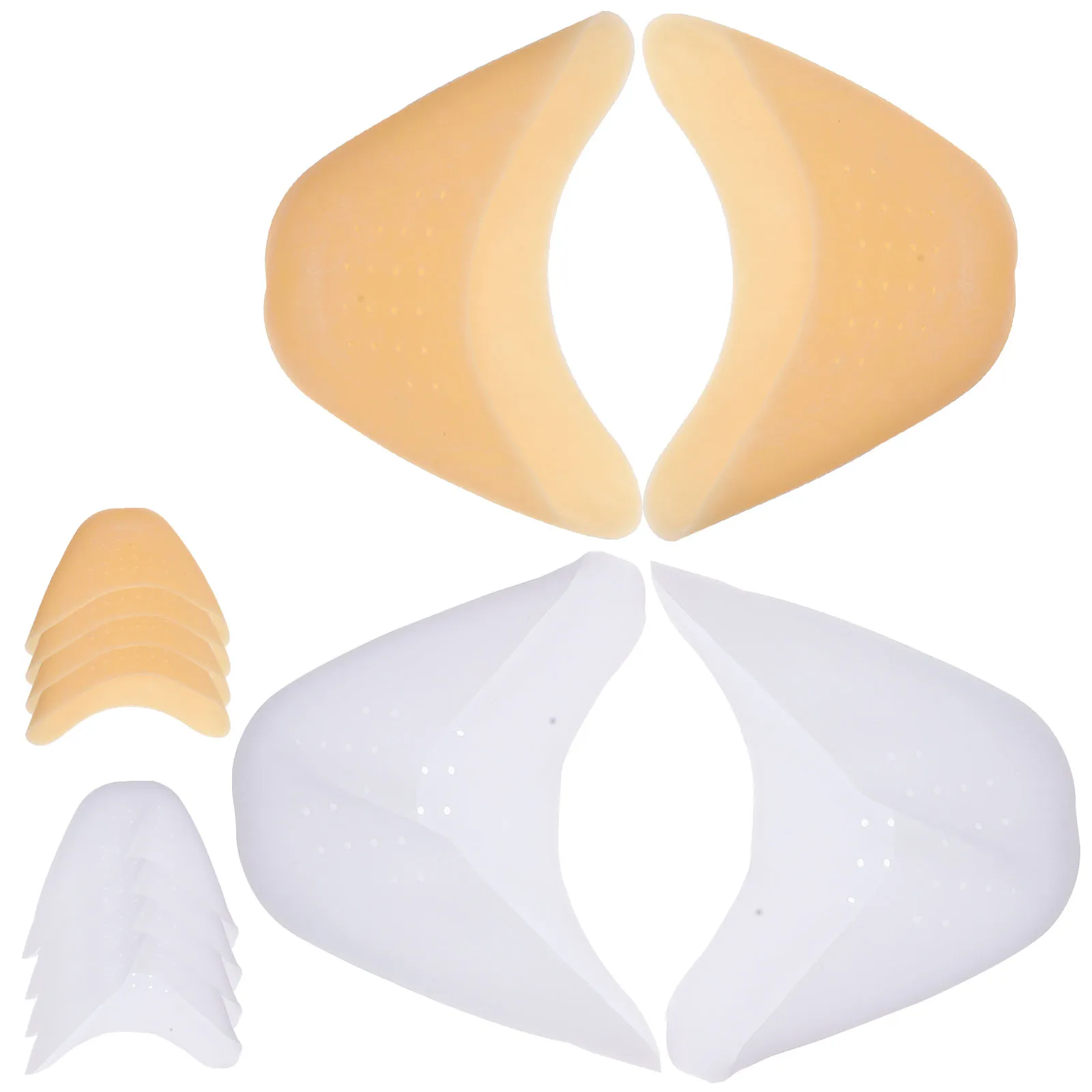 

6 Pairs White 3 Nude 3 Silicone Toe Caps High Heel Half Size Pad Protectors Cushion Sleeves Ballet Dance Shoes Women Foot Care