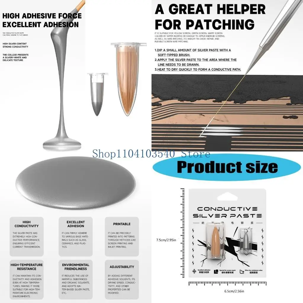 

02DC Быстросохнущее пропускающее серебряное решение для фиксации экрана смартфона и восстановления печатной платы