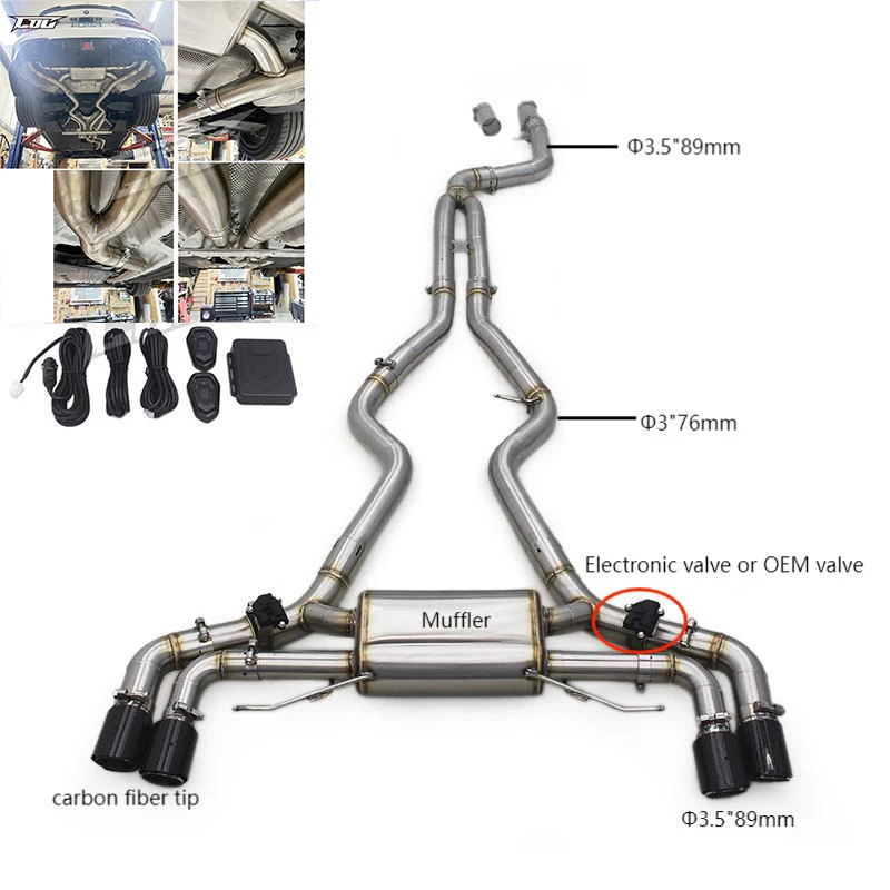 

SS304 Stainless Steel Valved Catback Exhaust Muffler, Compatible with BMW M240i/M340i/M340/M440i G20/G22/G26/G42, Valvetronic