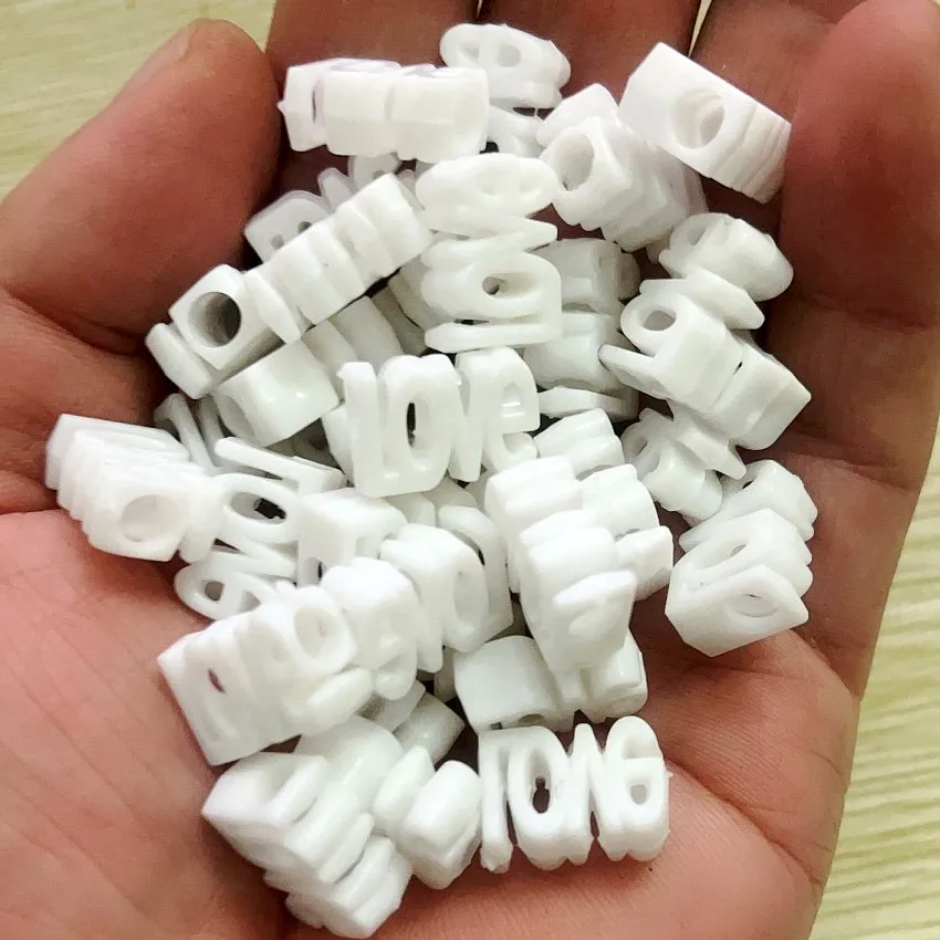 30Pcs 12x17mm Mixed Color Acrylic Frosted Straight Hole Love Beads For Jewelry Making DIY Bracelet Necklace Accessories