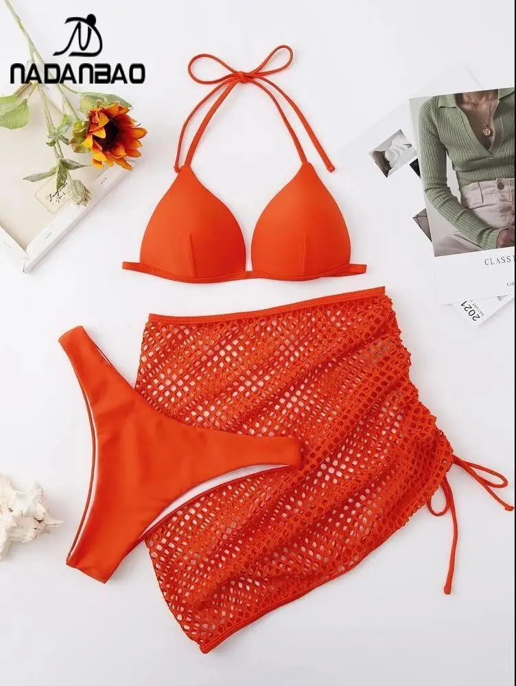 Nadanbao-Bikini Sexy en Maille pour Femme, Maillot de Bain Dos aux, ixde Voyage, Plage, Mode d'Été