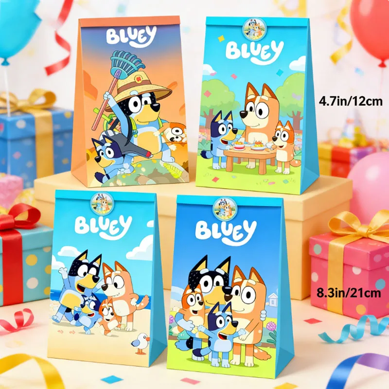 2025 nuevo Bluey Bingo creativo lindo bolsa de regalo de dulces Navidad fiesta de cumpleaños dulces palomitas de maíz Festival bolsa de papel de embalaje de regalo
