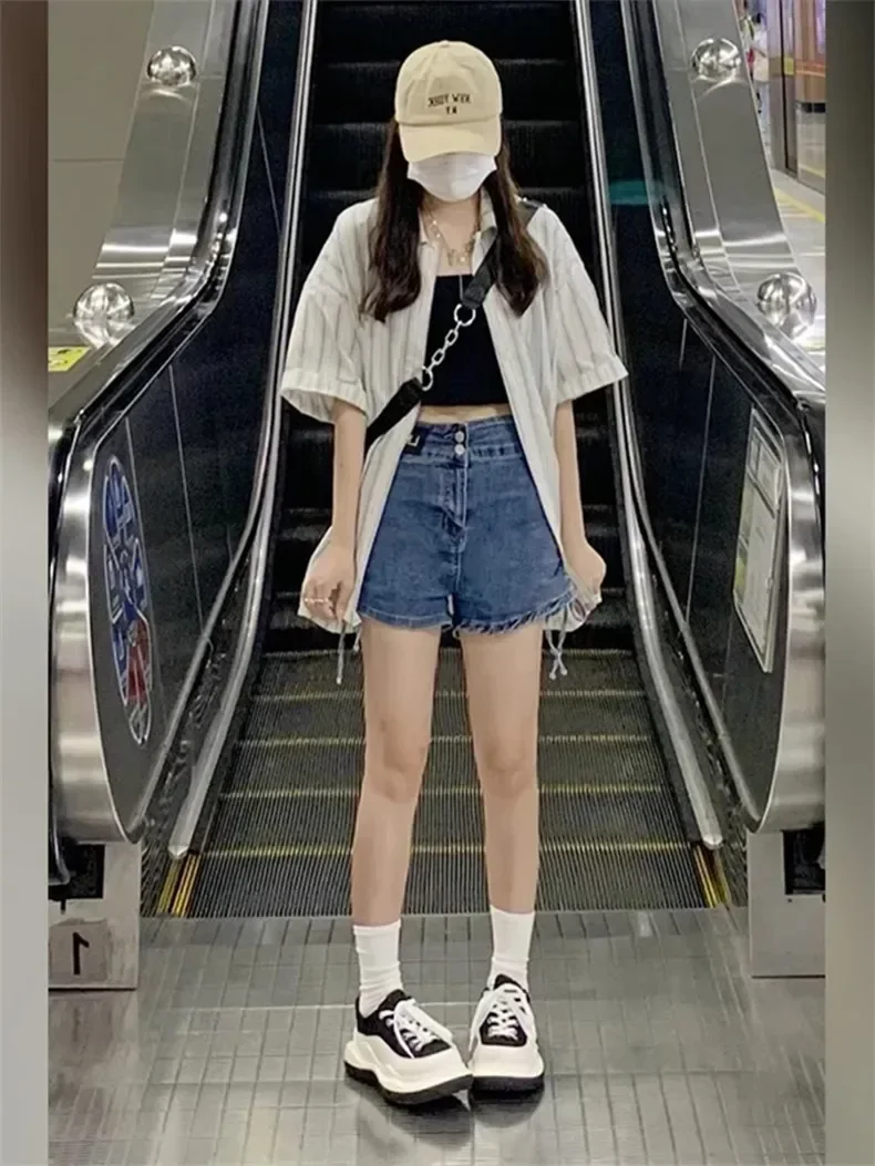 Été 2025 rayé Vertical mince femmes chemise dames doux chemise décontractée femme ample col Polo demi manches haut femme