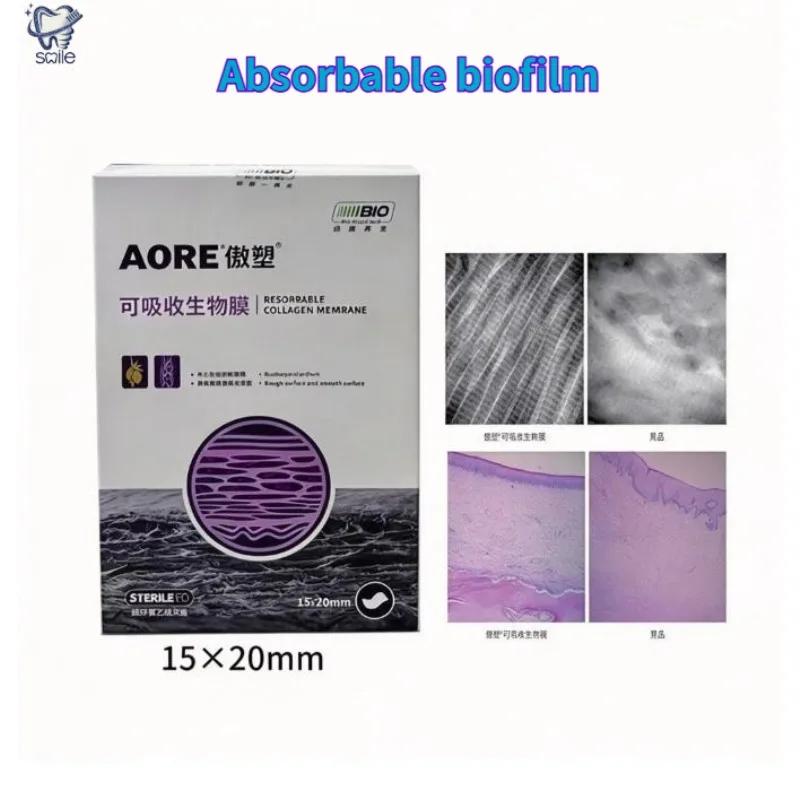 AORE Resorbable Collagen Membrane 15x20mm Sterile Dental Membrane Guided Bone Regeneration Barrier for Dental Implant Bone Graft