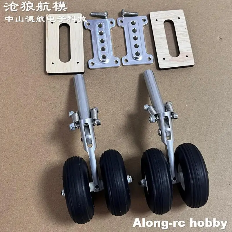 98--158mm D4 M4 Double Spring Shock Absorber Kneeling Landing Gear with Two PU Wheel for 3-4kg RC Plane Airplane DIY Models Part