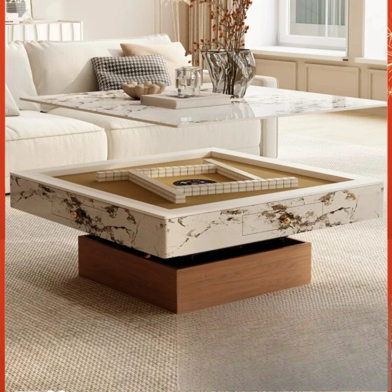 Mahjong table lifting coffee table automatic household dining table dual-purpose integrated small apartment multi-function light