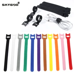 200mm Reusable Fastening Cable Ties Adjustable Cord Ties Nylon Cable Management Straps Hook and Loop Cord Organizer Wire Ties