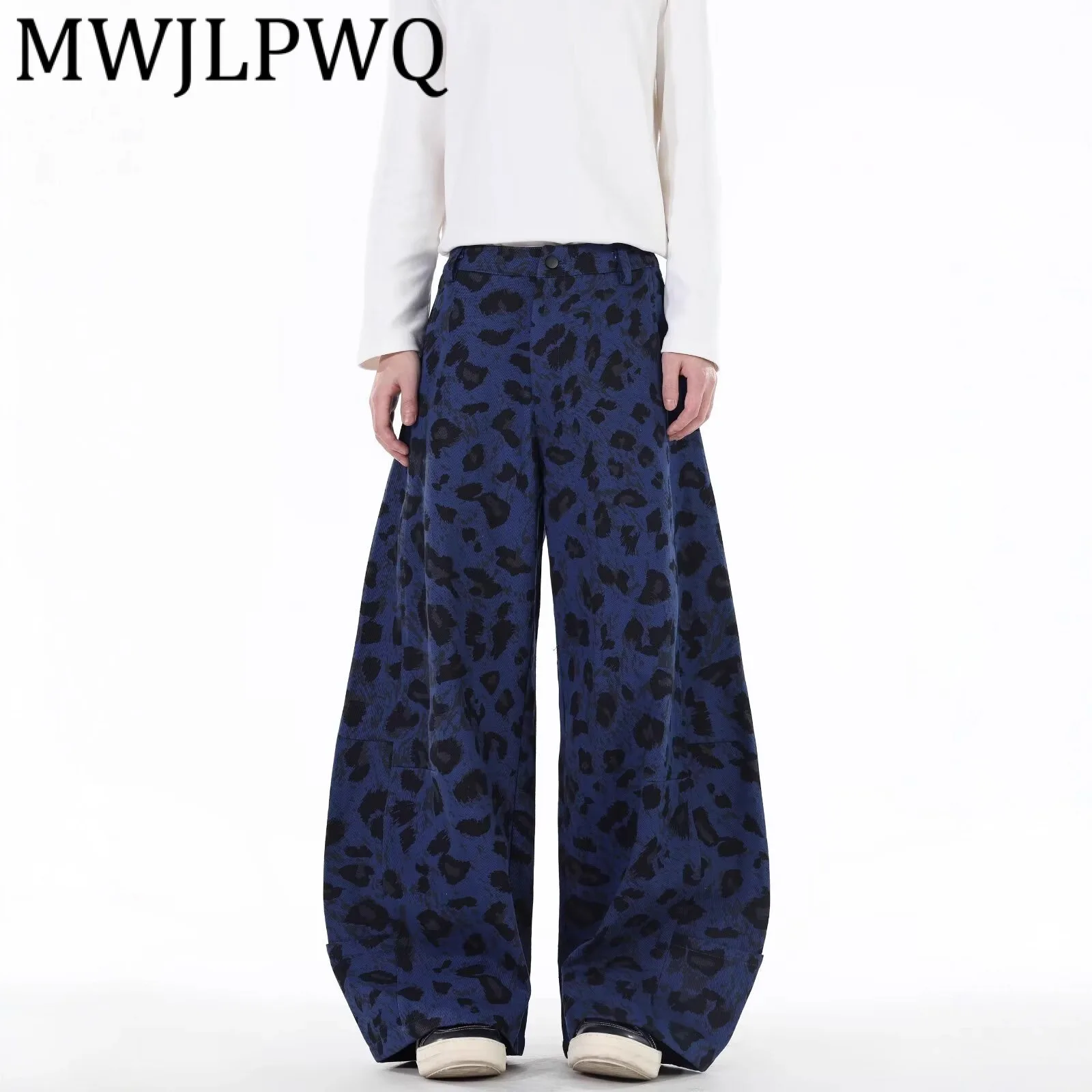 

MWJLPWQ American Style Leopard Print Casual Jeans For Men 2025 Autumn New Loose Versatile Straight Wide-Leg Machete Pants 12287