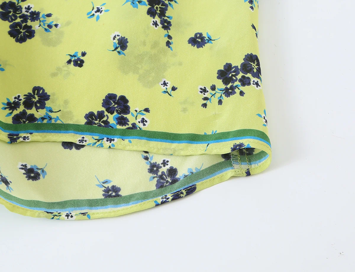 KONDALA Schicker Grüner Herbst-Print Damenanzug Schleifenblumenhemd + Midirock mit elastischem Bund Mode 2026 Vintage Damen-Urlaubssets – Detail 8