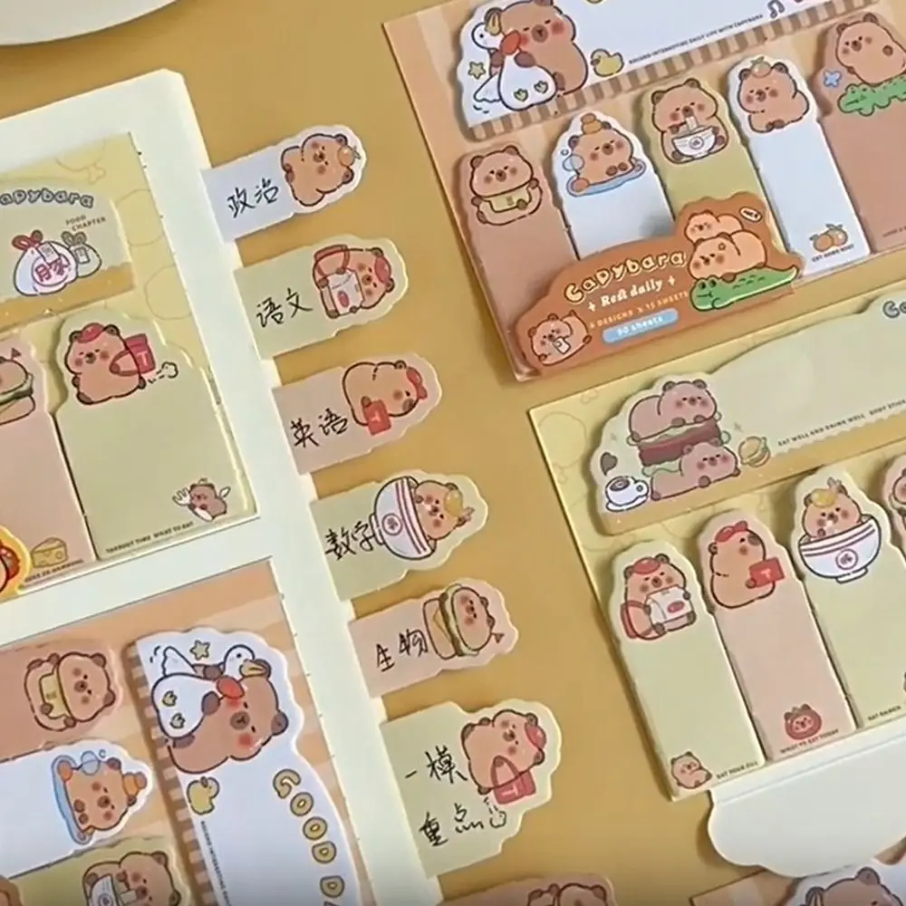 ตัวอักษร Capybara แท็บดัชนี 90 แผ่นมัลติฟังก์ชั่นการ์ตูน Sticky Notes กระดาษข้อความ To Do List กระดาษข้อความการจําแนก