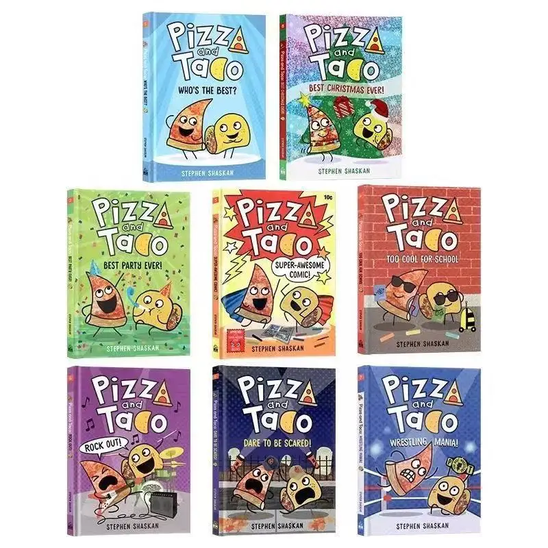 

Pizza and Taco 8 Volumes English Version Primary Chapter Color Comic Novel Hardcover English Books