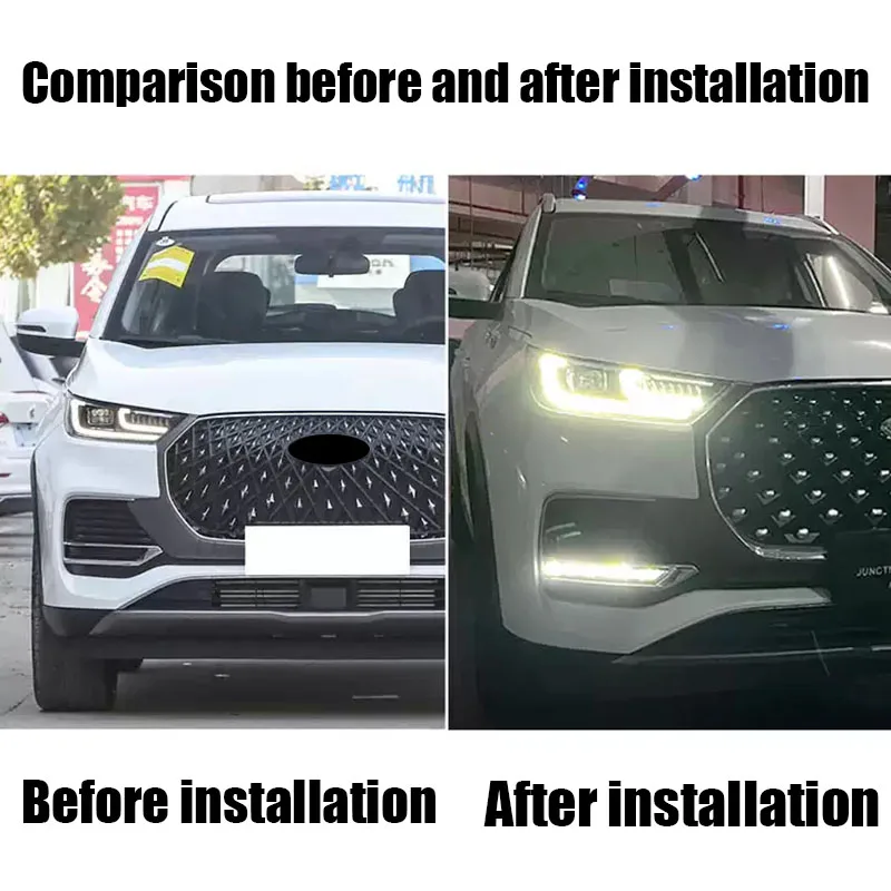 LED tri color daytime running light assembly exterior modification parts For Tiggo 8 Pro Max 2022 2023 2024