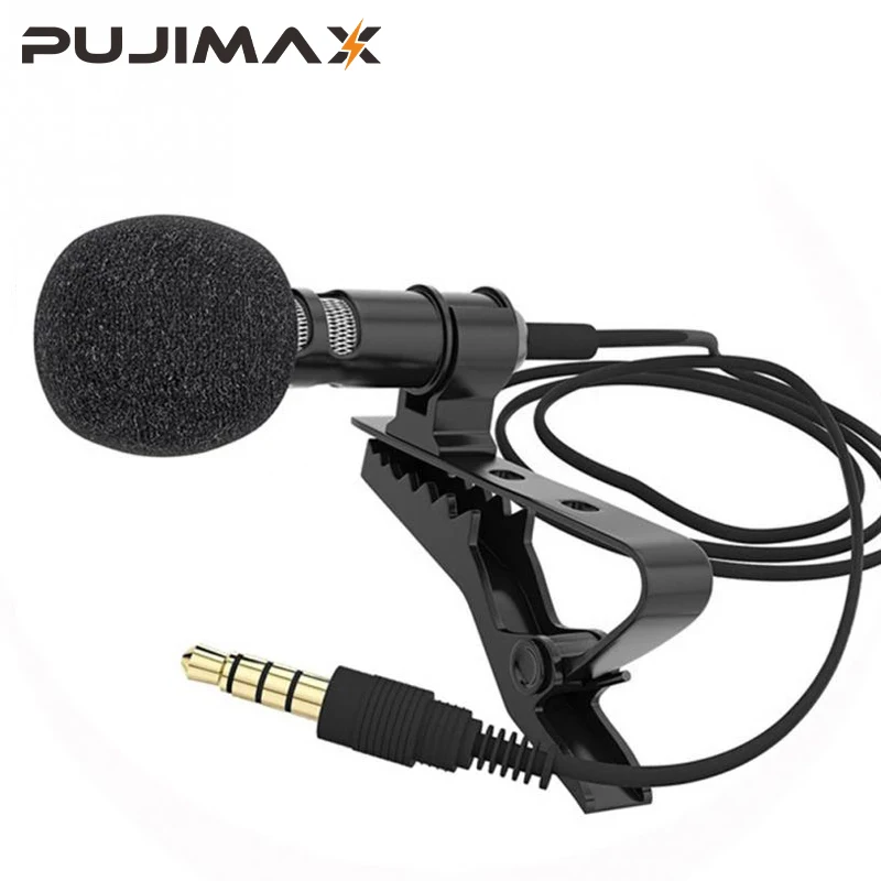 PUJIAMX 3.5 mm Microphone Clip Tie Collar for Mobile Phone Speaking in Lecture 1.5m/3m Bracket Clip Vocal Audio Lapel Microphone