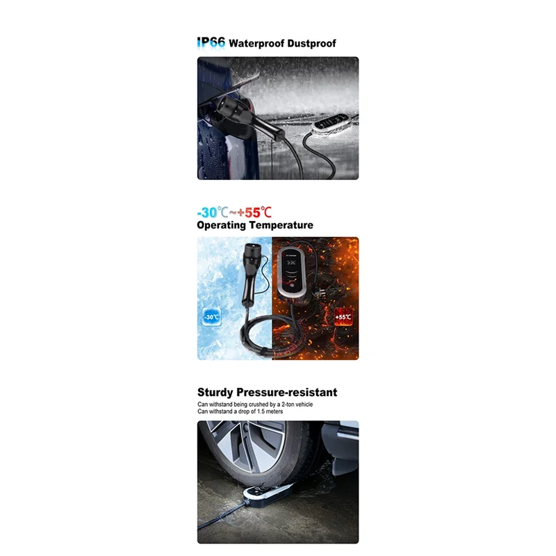 

A91P 7KW Type 2 EV Portable Charger With Conversion Plug 5 Currents Modes Car Fast Charger  For Electric Vehicle