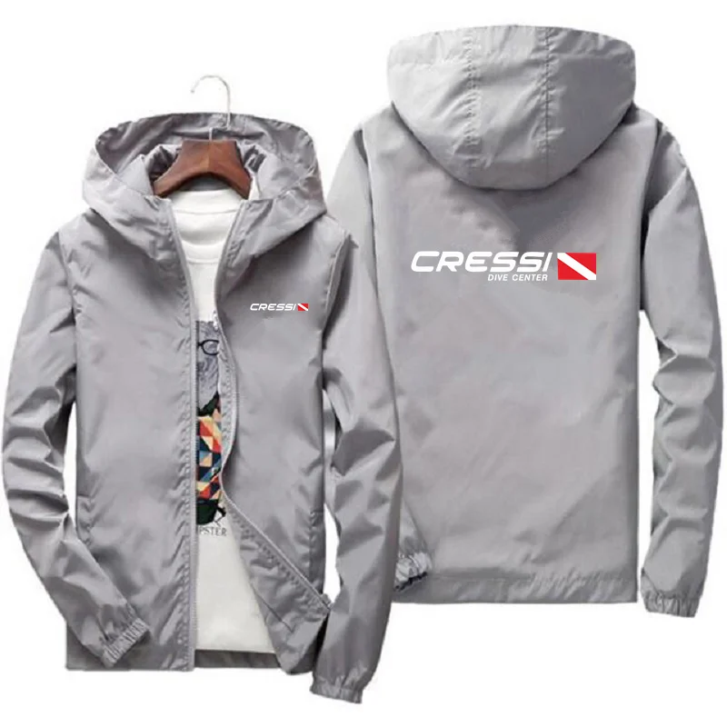 Cressy Men's Hooded Diving Jacket Zipper Coat Coat Jacket Loose Casual Jacket