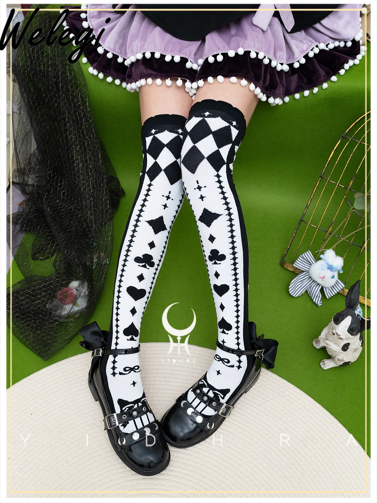 Original Lolita Cute Printed High Stockings for Women 2024 Autumn New Japanese Style Jirai Kei Sweet Thigh High Socks Ladies