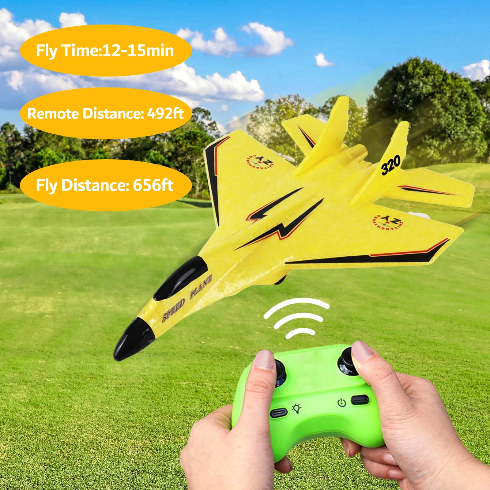 Gitekain – Avion Télécommandé En Mousse EVA – 28,5 X 21 X 7,5 Cm – Avec LED – Pour Débutants Et Enfants – Réacteur Réaliste – 150 MAh – Télécommande Incluse