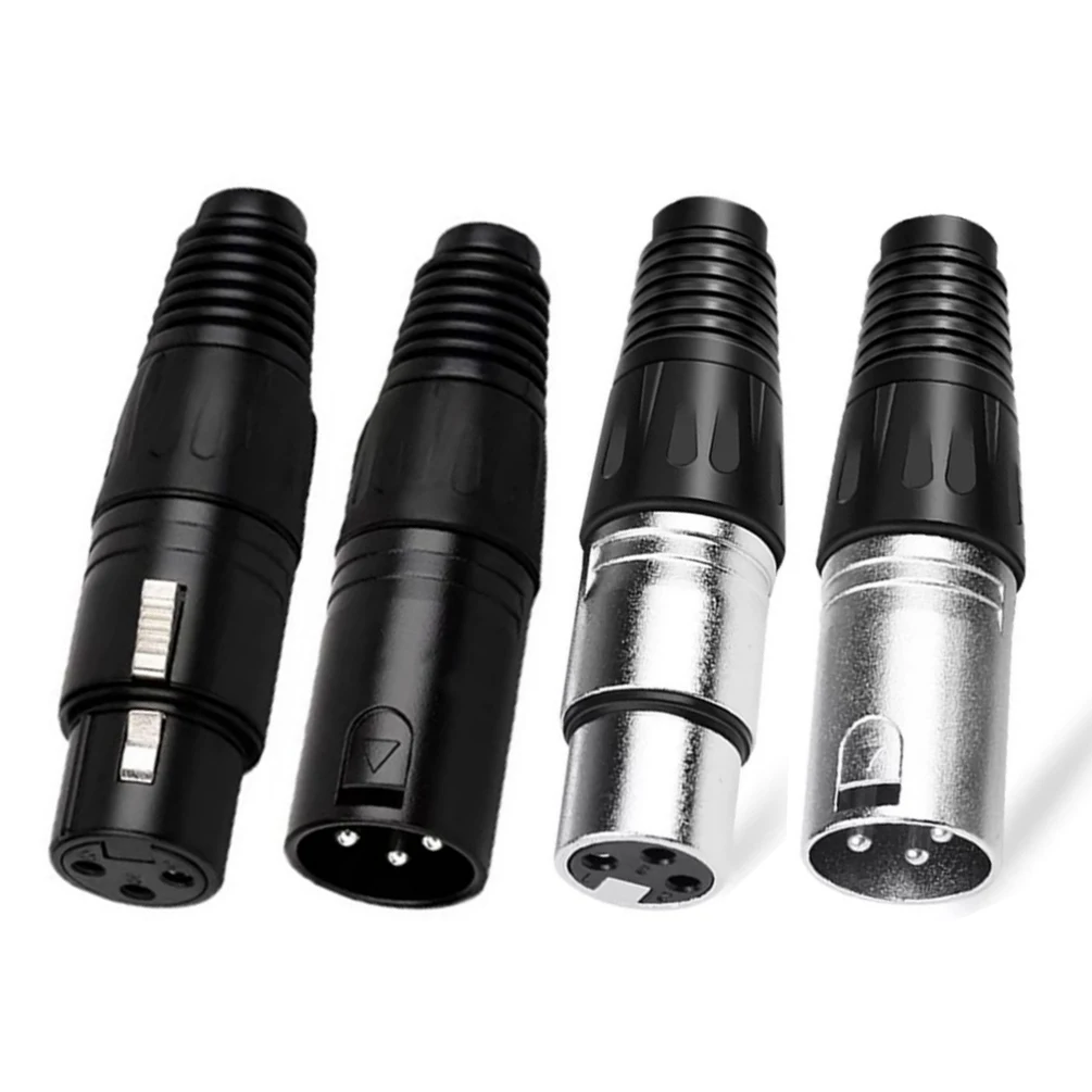 10Pcs 3Pin XLR Male Female Plug 3 Poles XLR Microphone MIC Cable Terminal Connector Black Silver
