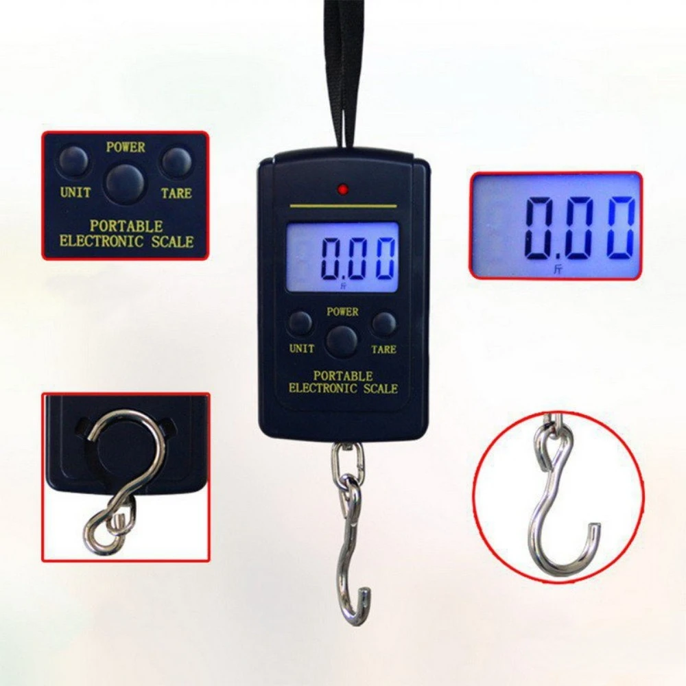 Portable 40Kg 10g Hanging Scale Digital Scale BackLight Electronic Fishing Travel Pocket Scale Luggage Scales Weights Tool