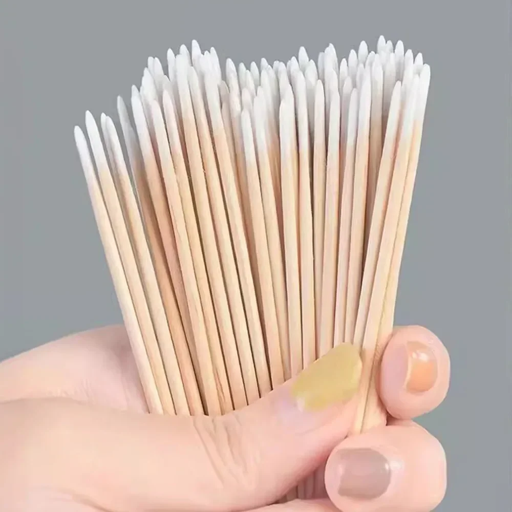 1000 pz Micro Legno Tampone di Cotone Strumenti di Estensione Delle Ciglia Tatoo Microblading Pulizia Bastoni di Legno Cosmetico Spazzola di Cotone Germogli Punta