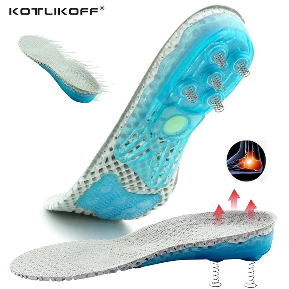 Premium Siliconen Gel Inlegzolen Met Lente Schokabsorptie Demping Sport Binnenzool Orthopedische Insert Fasciitis Plantaris Voetverzorging