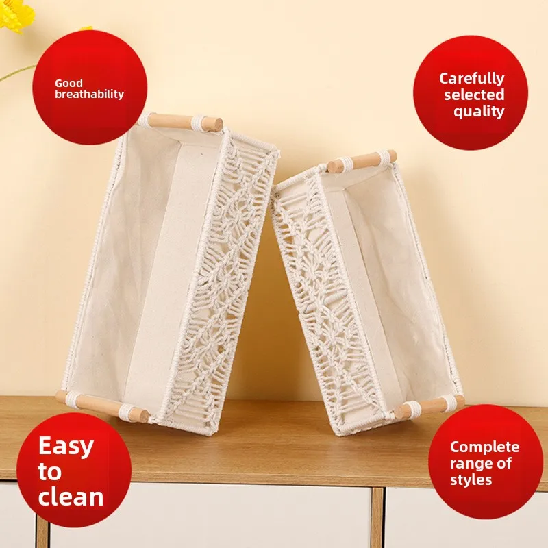 

Ящик для хранения хлопчатобумажной веревки, корзина из плетеной льняной веревки, органайзер, корзина для домашнего хранения, корзина без бренда, хлопчатобумажная ткань