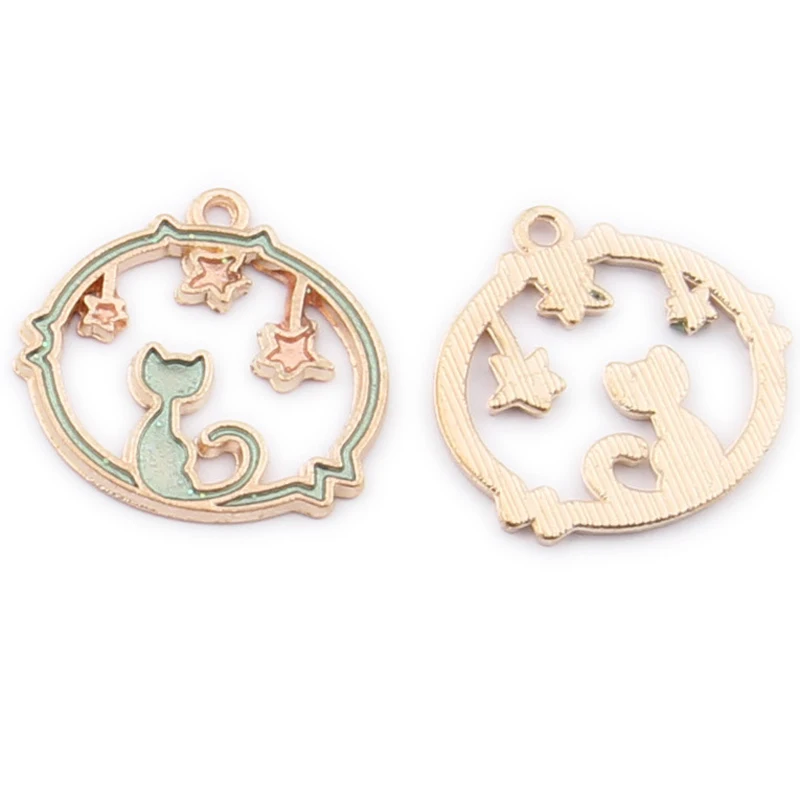 10pcs 19*21mm Characteristic Enamel Cat Kitten Rabbit Charms Alloy Dropping Oil Small Hanging Q Edition Diy Jewelry Accessories