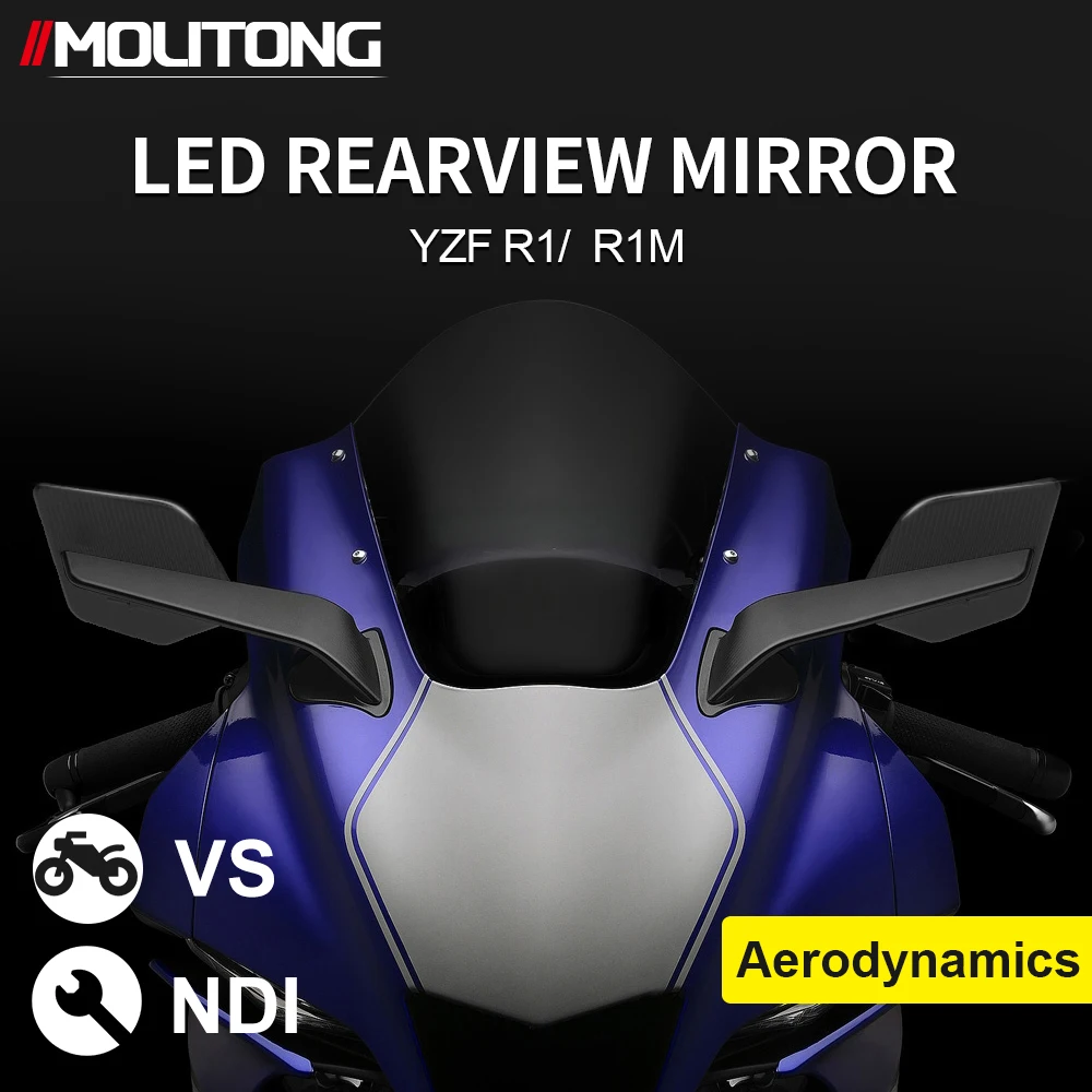 

New For YAMAHA YZF R1 R1M 2020-2025 Motorcycle Accessories Rearview Mirrors with LED Rotating Adjustable Wing Mirrors