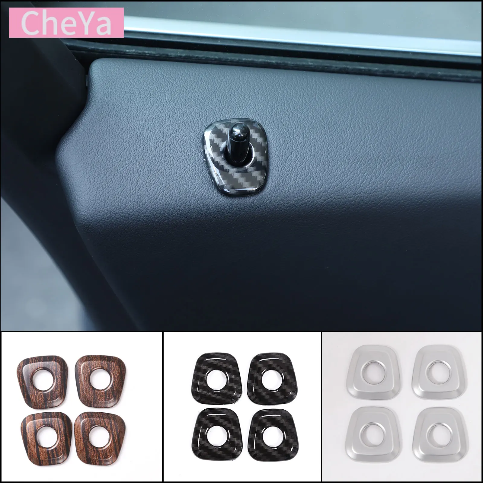 For BMW iX1 X1 U10 U11 2023-2024 Car Door Lock Cover Trim Stickers ABS Carbon Fiber Interior Modification Accessories 4 Pcs