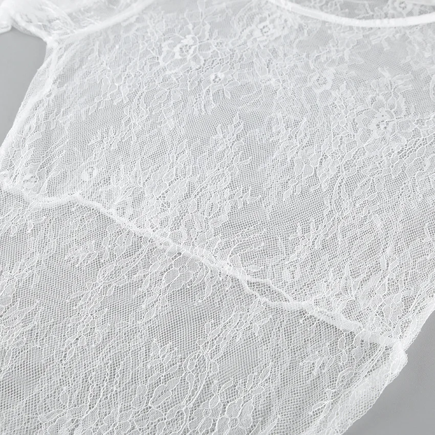 Damenbekleidung, sexy O-Ausschnitt, ausgeschnittenes, langes Maxikleid mit hohem Schlitz, schwarzes Spitzenkleid, Streetwear, Damen, durchsichtiges schwarzes T-Shirt-Kleid. – Detail 19