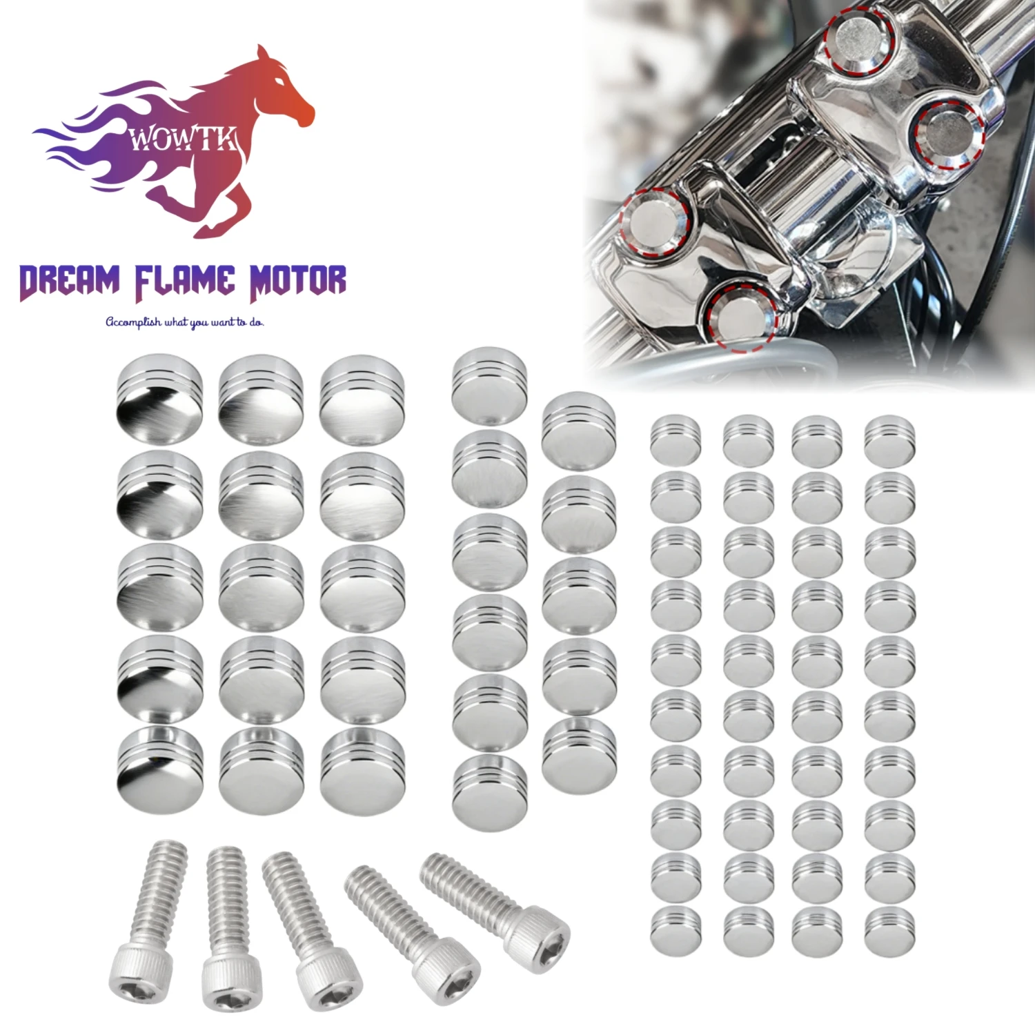 

75 шт. декоративных колпачков для винтов трансмиссии и болтов двигателя мотоциклов Harley Electra Glide, Street Glide, FLHX, Road King 2007 года и новее