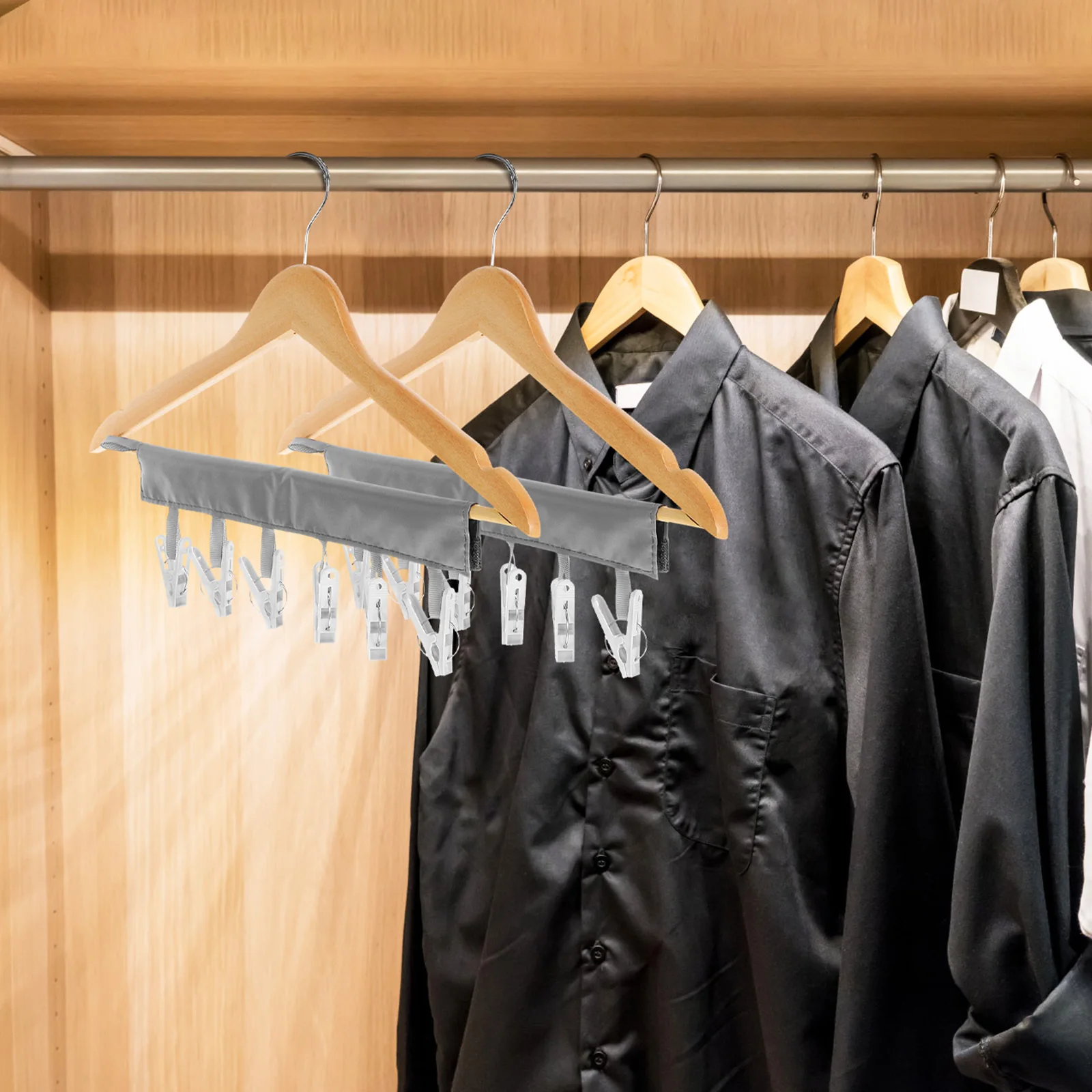 

4Pcs Wardrobe Hanger Clips Laundry Clips Socks Holder Towel Hat Organizer Non Slip Portable Clothes Hanging Laundry Hooks