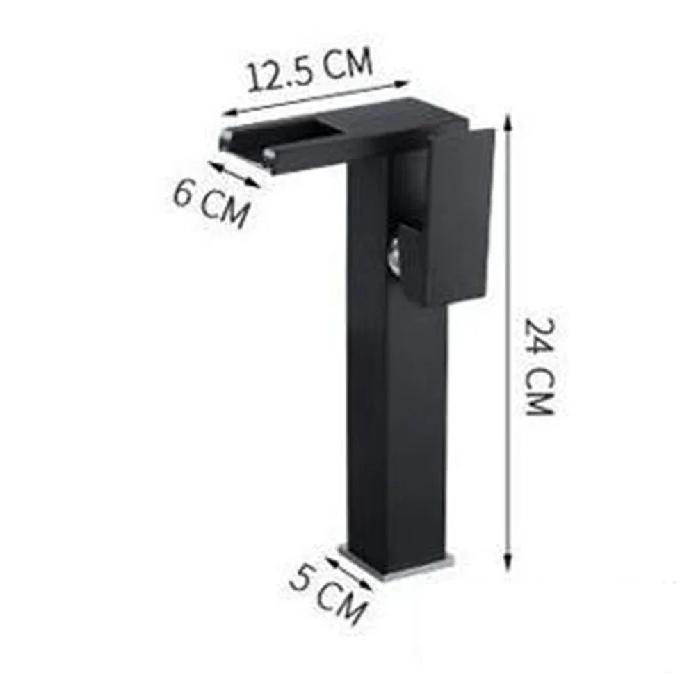 Color Changing Waterfall Bathroom Faucet with Single Handle Mixer Tap Copper Material and Sleek Installation Design