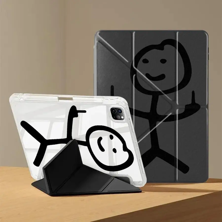 

Funny Stick Figures Y-Fold Holder Cover Tablet Case For iPad Air 4 5 M3 M2 1 2 M4 11inch Pro 2025 Pro 11th 10th 9th 8th 7th