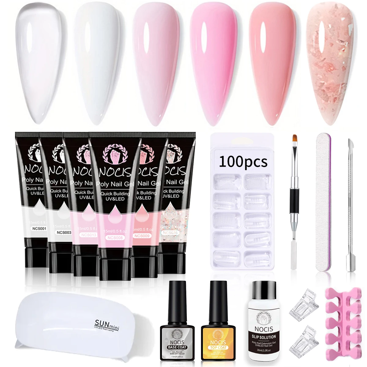 

NOCIS Polymer nail Gel Set 6 colors 15ml polymer nail extension gel and related nail tools, quickly create nail molds