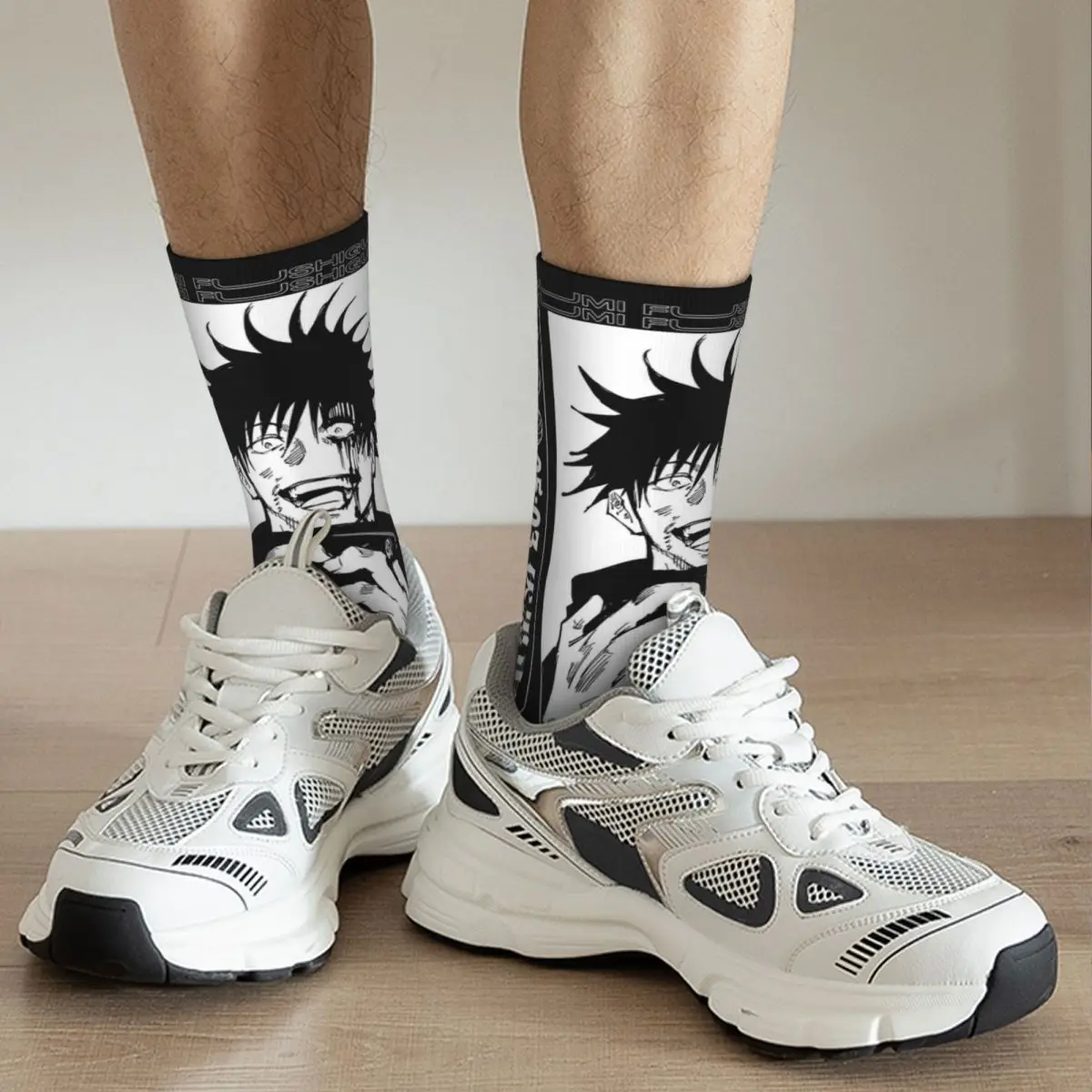 Colorful Fushiguro Megumi Sports Socks Anime Polyester Long Socks for Women Men Sweat Absorbing