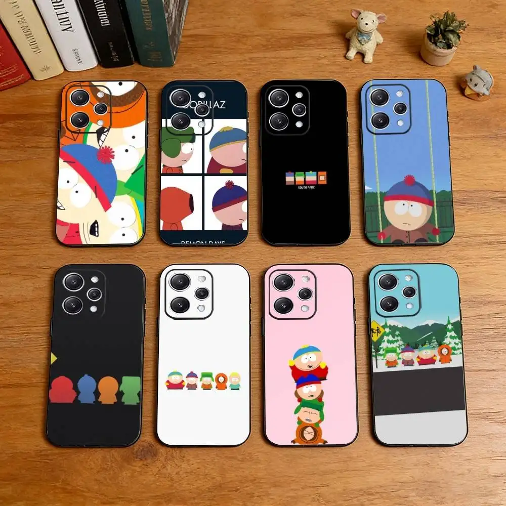 

S-South Cartoon Park Phone Case For iPhone 17,16,15,14,13,12,11 Plus,Pro Max,XS,Soft Silicone Black Cover